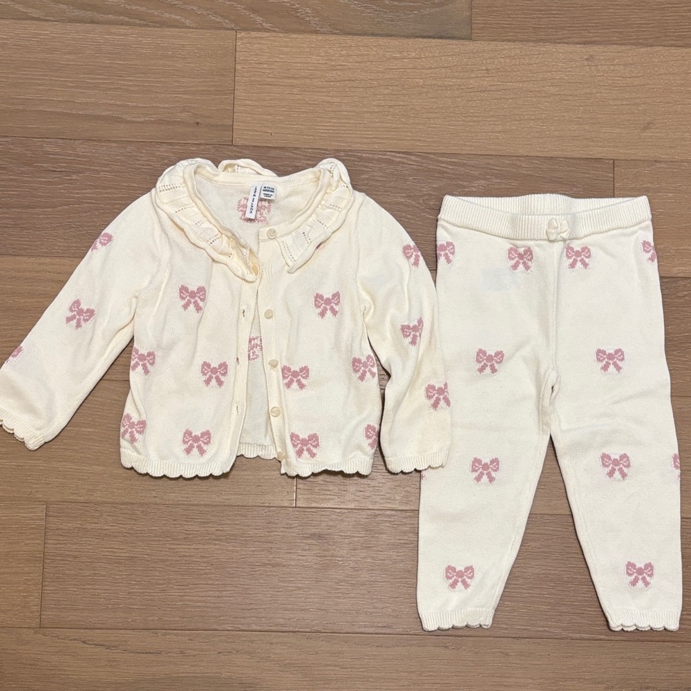 Adorable Janie and Jack Knit Bow Set